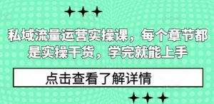 私域流量运营实操课，每个章节都是实操干货，学完就能上手-康仁安资源