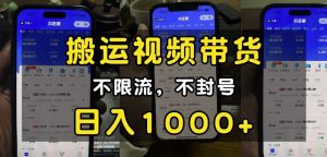 “小白必看”搬运视频带货玩法，不限流，不封号，纯自然流，日入1k-康仁安资源