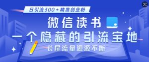 微信读书，一个隐藏的引流宝地，不为人知的小众打法，日引流300+精准创业粉，长尾流量源源不断-康仁安资源