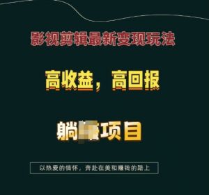 影视剪辑最新变现玩法，高收益，高回报，躺Z项目【揭秘】-康仁安资源