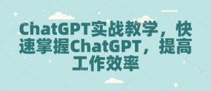 ChatGPT实战教学，快速掌握ChatGPT，提高工作效率-康仁安资源