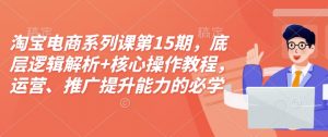 淘宝电商系列课第15期，底层逻辑解析+核心操作教程，运营、推广提升能力的必学课程+配套资料-康仁安资源