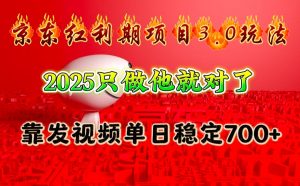 京东红利项目3.0玩法，2025只做他就对了，靠发视频单日稳定700+-康仁安资源