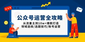 公众号运营全攻略：从流量主到10w+爆款打造，领域选择/选题技巧/账号运营-康仁安资源