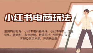 小红书电商玩法：带货/选品/找素材/裂变/数据分析/供应商/发货/售后/开店思维等-康仁安资源