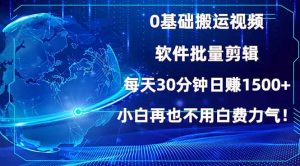 0基础搬运视频，批量剪辑，每天30分钟日赚1500+，小白再也不用白费...-康仁安资源