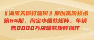 《淘宝天猫打爆班》原创高阶技术第64期，淘宝小爆款矩阵，年销售8000万店爆款矩阵操作-康仁安资源