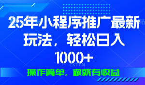 25年微信小程序推广最新玩法，轻松日入1000+，操作简单 做就有收益-康仁安资源