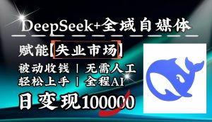降维打击，DeepSeek+失业市场，全自动操作，结合人人刚需，单月利润轻松破100000＋-康仁安资源