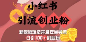 小红书引流创业粉，新模板玩法并且安全导流，日引100+创业粉-康仁安资源