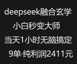 抖音小红书deepseek融合玄学，纯小白秒变大师，当天1小时无脑搞定9单，纯利润上千-康仁安资源