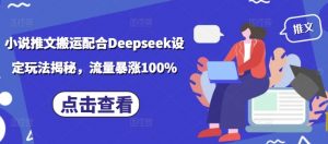 小说推文搬运配合Deepseek设定玩法揭秘，流量暴涨100%-康仁安资源