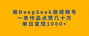 用DeepSeek做视频号，一条作品点赞几十万，单日变现1k-康仁安资源