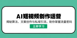 AI短视频创作运营，揭秘算法、文案创作与私域引流，助你掌握流量密码-康仁安资源
