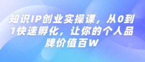 知识IP创业实操课，从0到1快速孵化，让你的个人品牌价值百W-康仁安资源