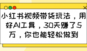 小红书视频带货玩法，用好AI工具，30天赚了5万，你也能轻松做到-康仁安资源