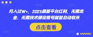 月入过W+，2025最新平台红利，无需本金、无需技术绑定账号就能自动收米-康仁安资源