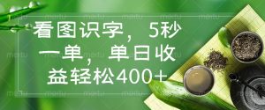 看图识字，5秒一单，单日收益轻松400+-康仁安资源