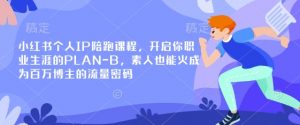 小红书个人IP陪跑课程，开启你职业生涯的PLAN-B，素人也能火成为百万博主的流量密码-康仁安资源