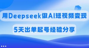 佣金45%，用Deepseek做AI短视频变现，5天出单起号经验分享-康仁安资源