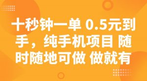 十秒钟一单 0.5元到手，纯手机项目 随时随地可做 做就有-康仁安资源