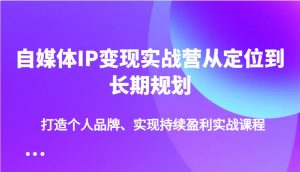 自媒体IP变现实战营从定位到长期规划，打造个人品牌、实现持续盈利实战课程-康仁安资源
