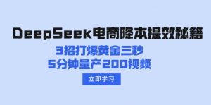 DeepSeek电商降本提效秘籍：3招打爆黄金三秒，5分钟量产200视频-康仁安资源