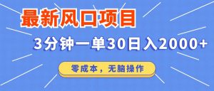 最新短剧项目操作，3分钟一单30。日入2000左右，零成本，无脑操作。-康仁安资源