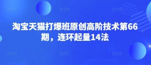 淘宝天猫打爆班原创高阶技术第66期，连环起量14法-康仁安资源