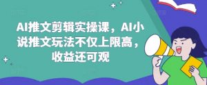 AI推文剪辑实操课，AI小说推文玩法不仅上限高，收益还可观-康仁安资源