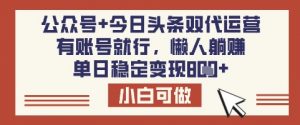 公众号+今日头条双代运营，有账号就行，单日稳定变现8张【揭秘】-康仁安资源