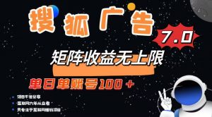 最新搜狐广告变现项目，单日单账号100+，可矩阵无限放大-康仁安资源