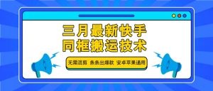 三月最新快手同框搬运技术，无需混剪 条条出爆款 安卓苹果通用-康仁安资源