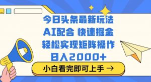 今日头条最新玩法，思路简单，复制粘贴，轻松实现矩阵日入2000+-康仁安资源