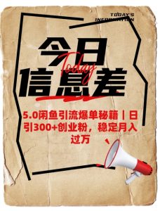 5.0闲鱼引流爆单秘籍，日引300+创业粉，稳定月入过W-康仁安资源