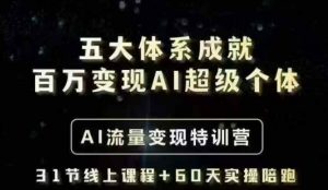 五大体系成就百万变现AI超级个体- AI流量变现特训营，一步一步教你一个人怎么年入百W-康仁安资源