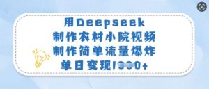 用Deepseek制作农村小院视频，制作简单流量爆炸，单日变现多张-康仁安资源