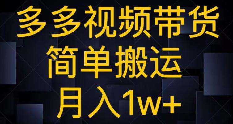 多多视频带货，简单搬运月入1w+-康仁安资源