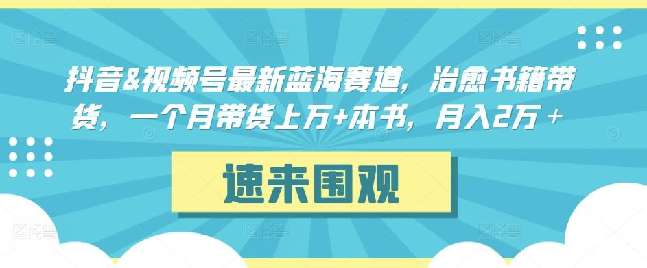 抖音&视频号最新蓝海赛道，治愈书籍带货，一个月带货上万+本书，月入2万＋【揭秘】-康仁安资源