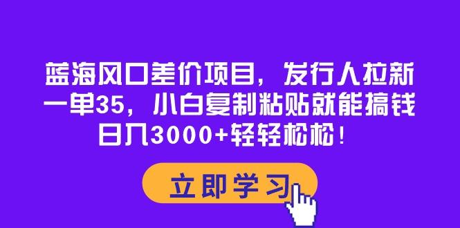 蓝海风口差价项目，发行人拉新，一单35，小白复制粘贴就能搞钱！日入30...-康仁安资源