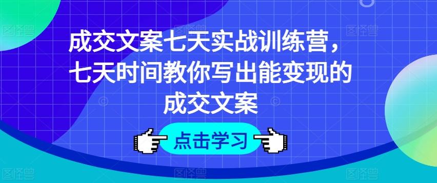 成交文案七天实战训练营，七天时间教你写出能变现的成交文案-康仁安资源