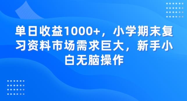 单日收益1000+，小学期末复习资料市场需求巨大，新手小白无脑操作-康仁安资源