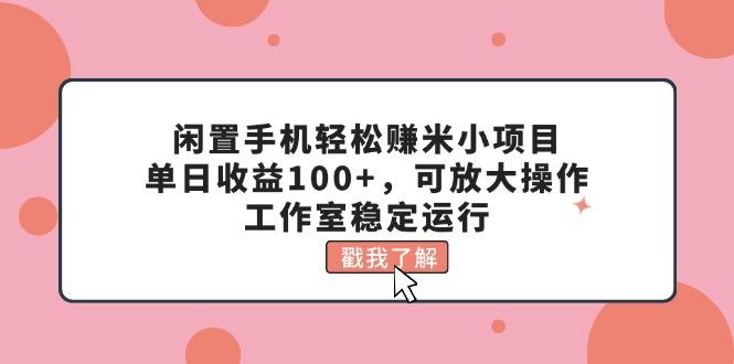 闲置手机轻松赚米小项目，单日收益100+，可放大操作，工作室稳定运行-康仁安资源