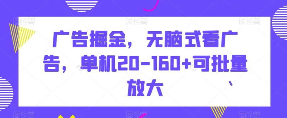 广告掘金，无脑式看广告，单机20-160+可批量放大【揭秘】-康仁安资源