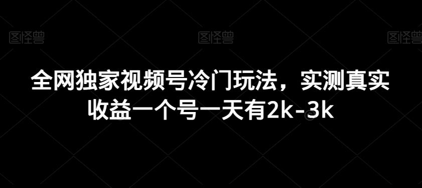全网独家视频号冷门玩法，实测真实收益一个号一天有2k-3k-康仁安资源