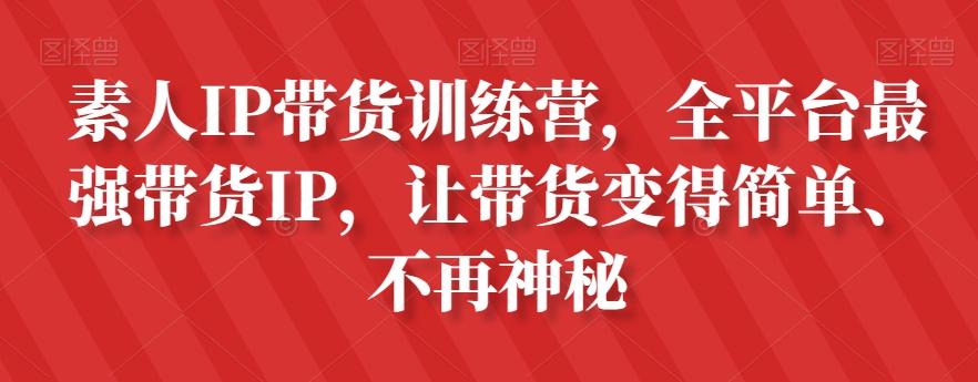 素人IP带货训练营，全平台最强带货IP，让带货变得简单、不再神秘-康仁安资源