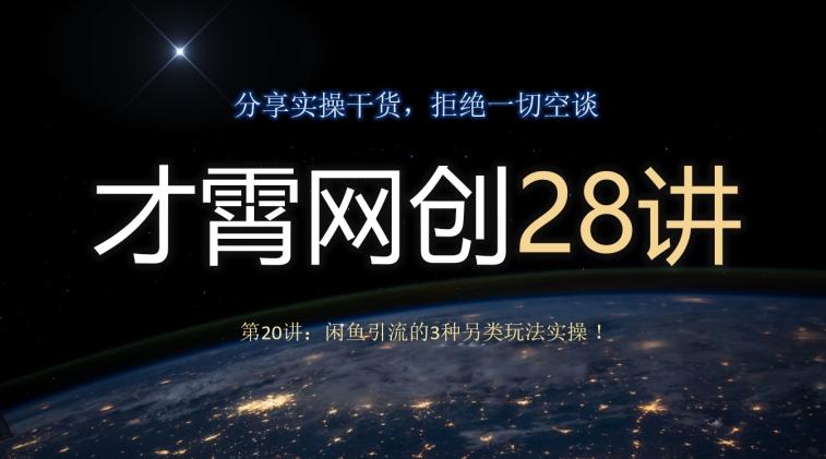 才霄网创28讲第20讲：闲鱼引流的3种另类玩法实操！-康仁安资源