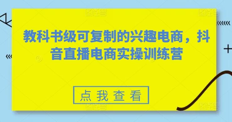 教科书级可复制的兴趣电商，抖音直播电商实操训练营-康仁安资源