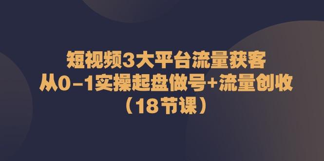 短视频3大平台流量获客：从0-1实操起盘做号+流量创收(18节课)-康仁安资源