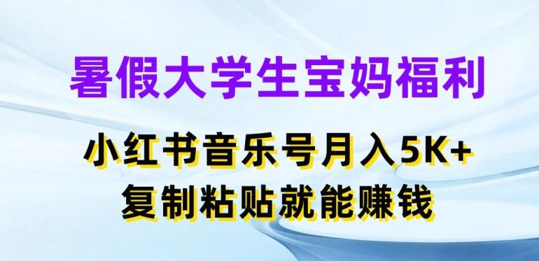 暑假大学生宝妈福利，小红书音乐号月入5000+，复制粘贴就能赚钱【揭秘】-康仁安资源